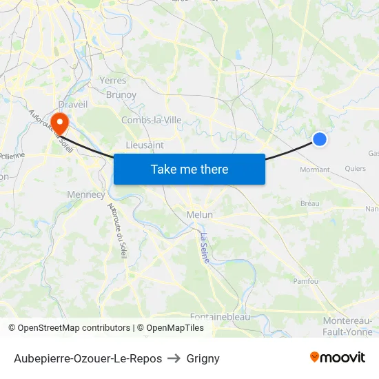 Aubepierre-Ozouer-Le-Repos to Grigny map