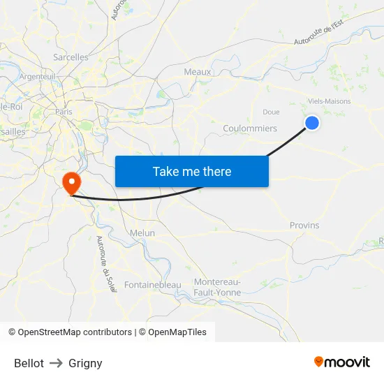 Bellot to Grigny map