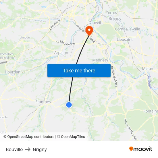 Bouville to Grigny map