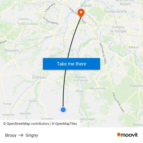Brouy to Grigny map