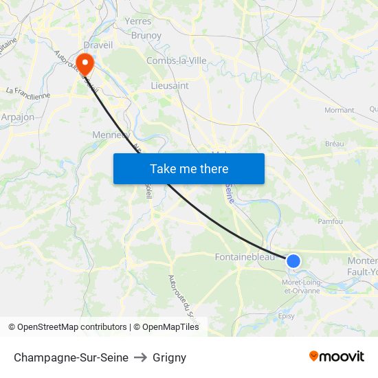 Champagne-Sur-Seine to Grigny map
