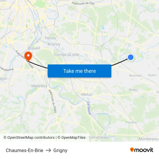 Chaumes-En-Brie to Grigny map