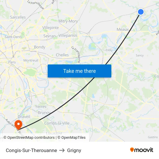 Congis-Sur-Therouanne to Grigny map