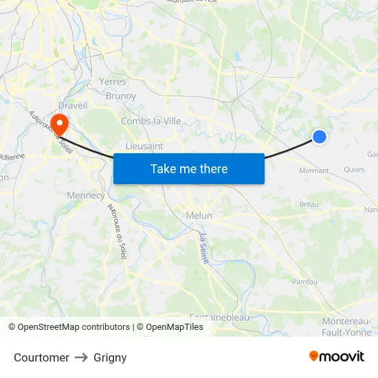 Courtomer to Grigny map