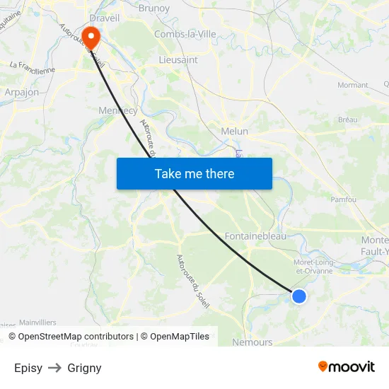 Episy to Grigny map
