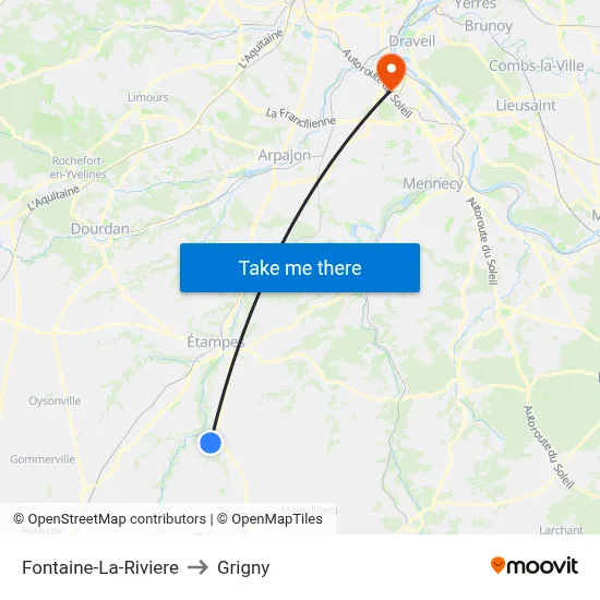 Fontaine-La-Riviere to Grigny map