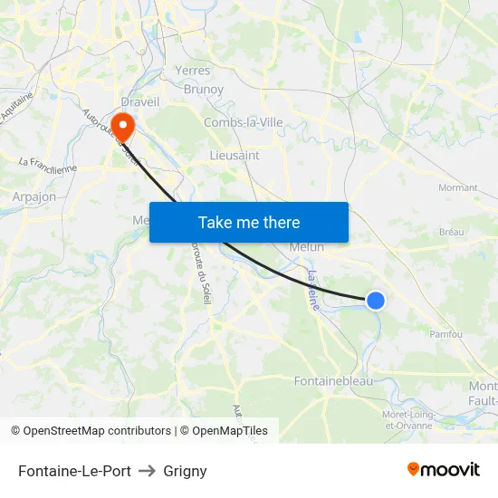 Fontaine-Le-Port to Grigny map