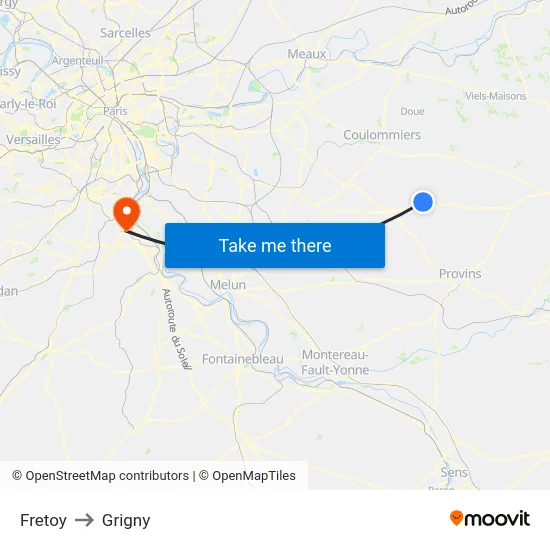 Fretoy to Grigny map