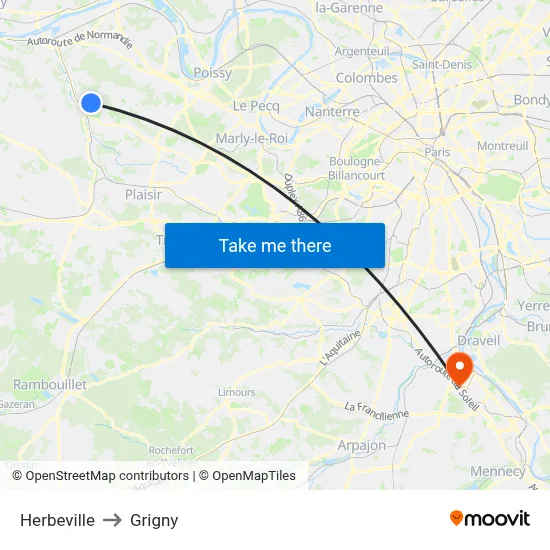 Herbeville to Grigny map