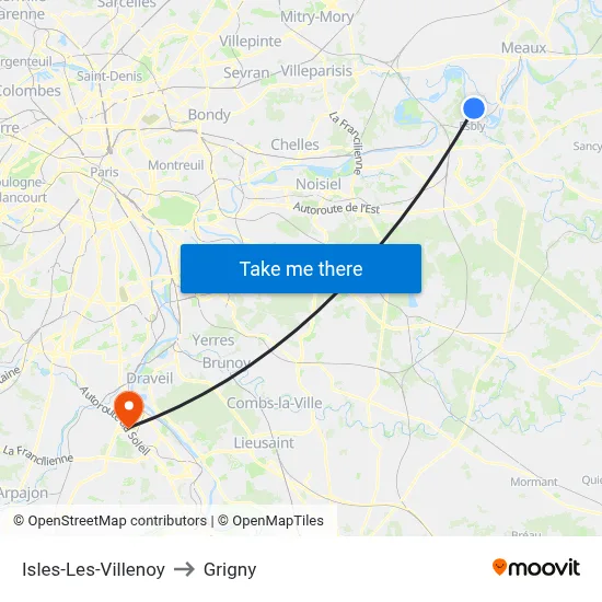 Isles-Les-Villenoy to Grigny map