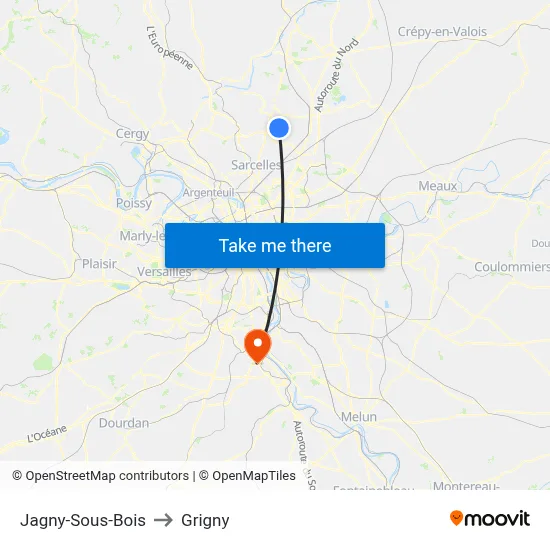 Jagny-Sous-Bois to Grigny map