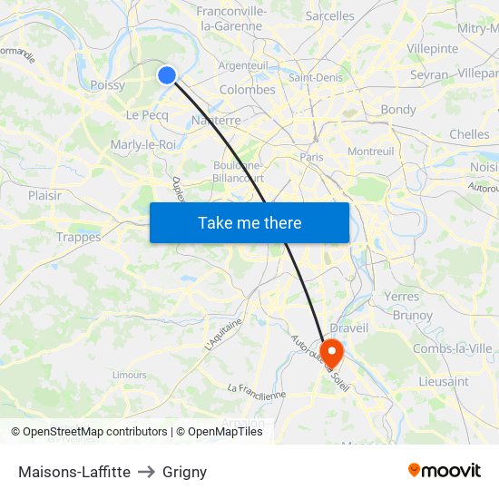 Maisons-Laffitte to Grigny map