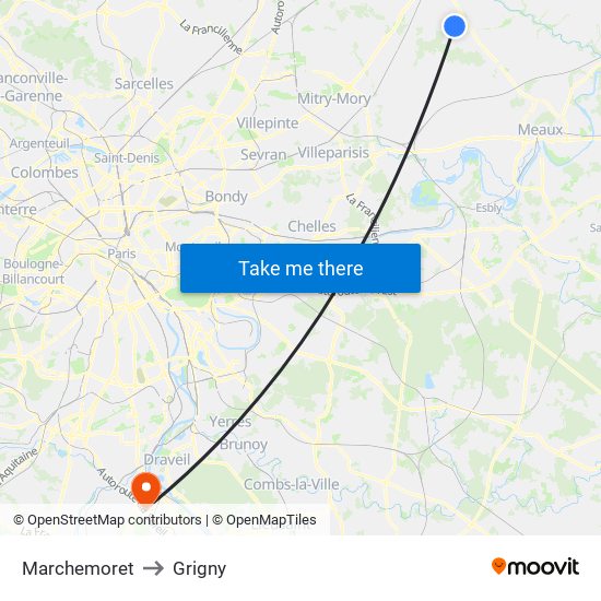 Marchemoret to Grigny map