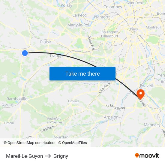 Mareil-Le-Guyon to Grigny map