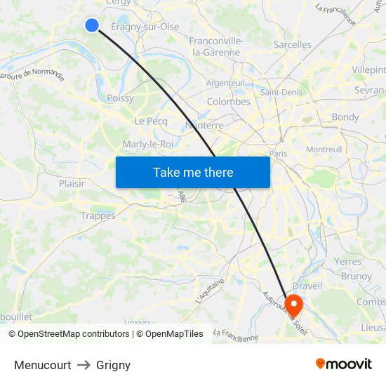 Menucourt to Grigny map