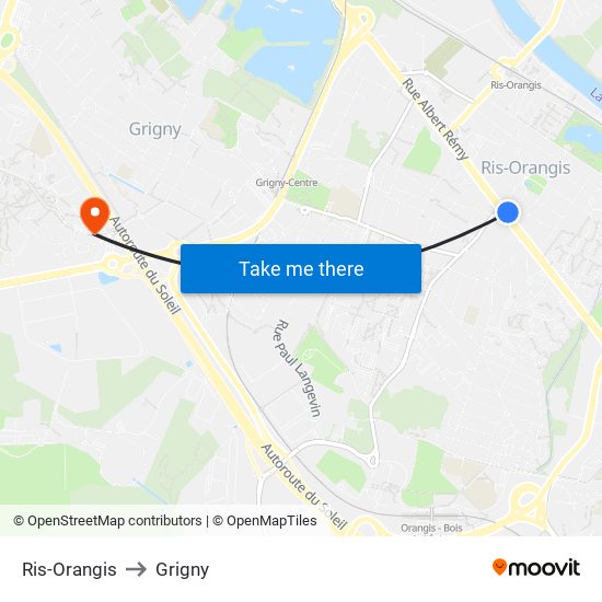Ris-Orangis to Grigny map