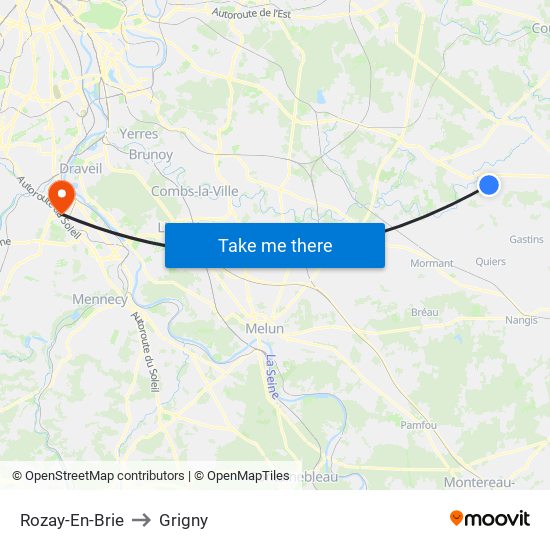 Rozay-En-Brie to Grigny map
