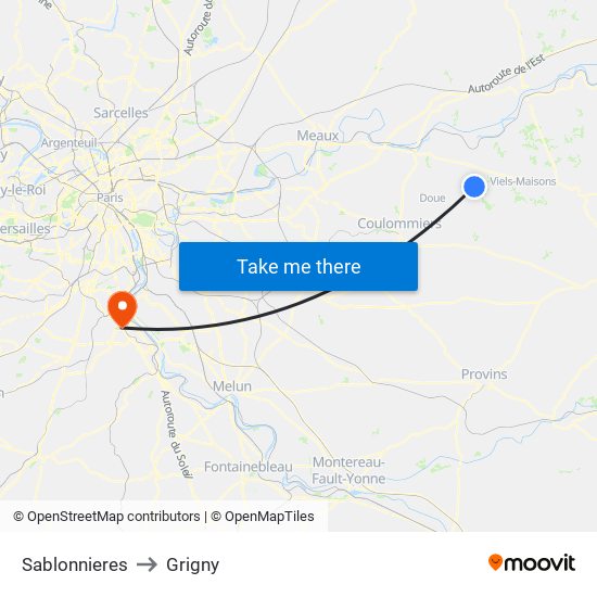 Sablonnieres to Grigny map