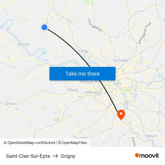 Saint-Clair-Sur-Epte to Grigny map