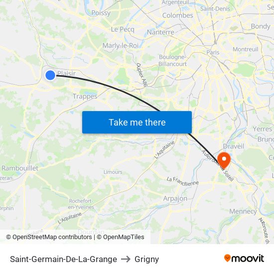 Saint-Germain-De-La-Grange to Grigny map