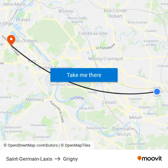 Saint-Germain-Laxis to Grigny map
