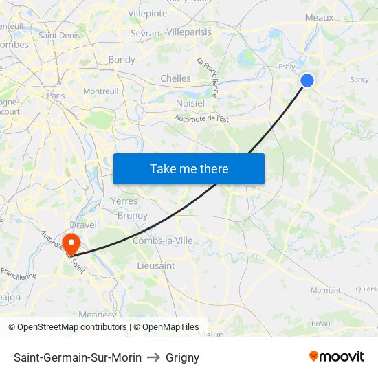 Saint-Germain-Sur-Morin to Grigny map