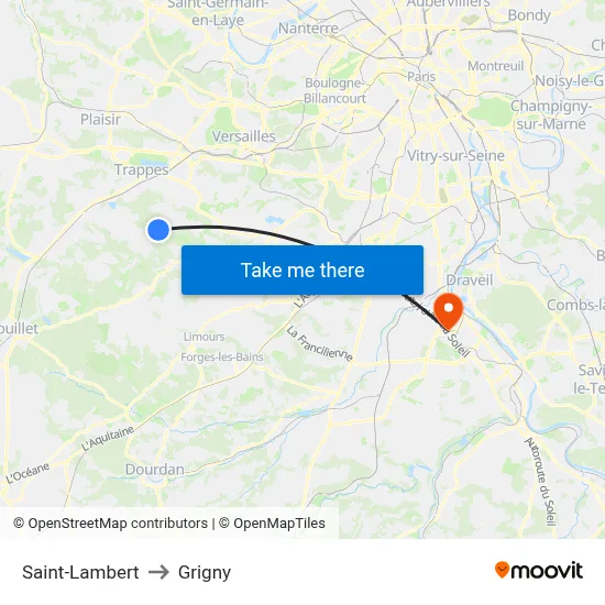 Saint-Lambert to Grigny map