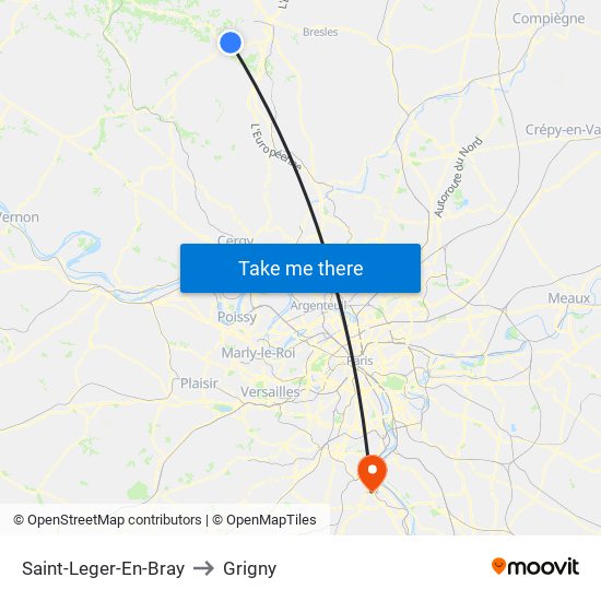 Saint-Leger-En-Bray to Grigny map