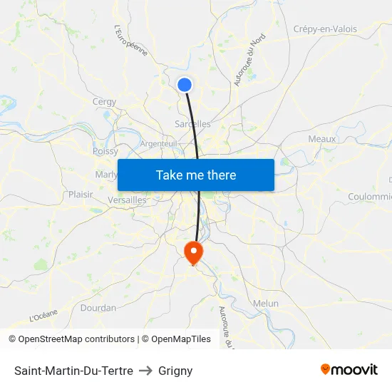 Saint-Martin-Du-Tertre to Grigny map