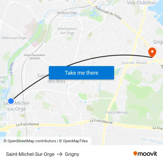 Saint-Michel-Sur-Orge to Grigny map