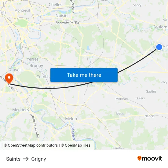 Saints to Grigny map