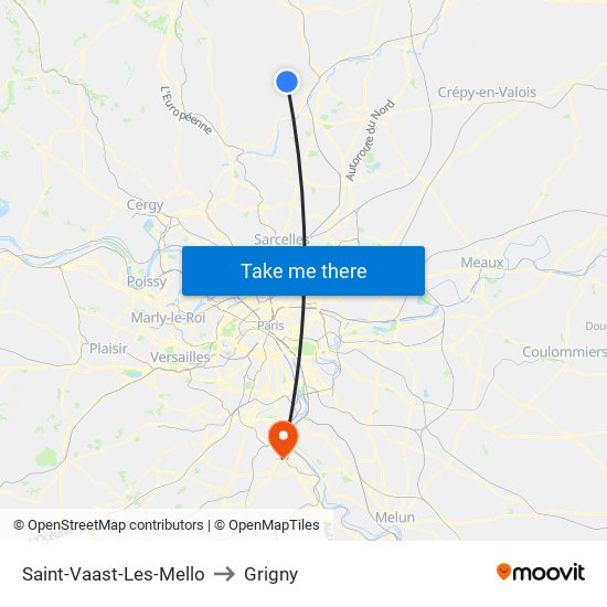 Saint-Vaast-Les-Mello to Grigny map