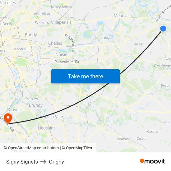 Signy-Signets to Grigny map