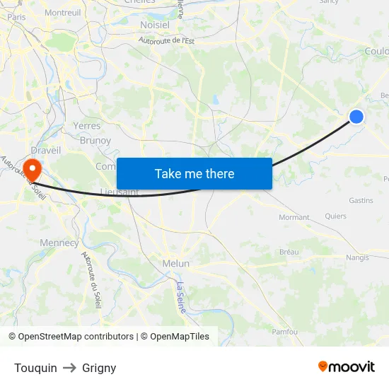Touquin to Grigny map