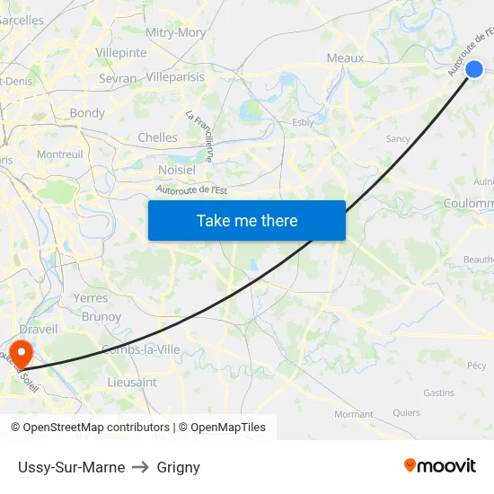 Ussy-Sur-Marne to Grigny map