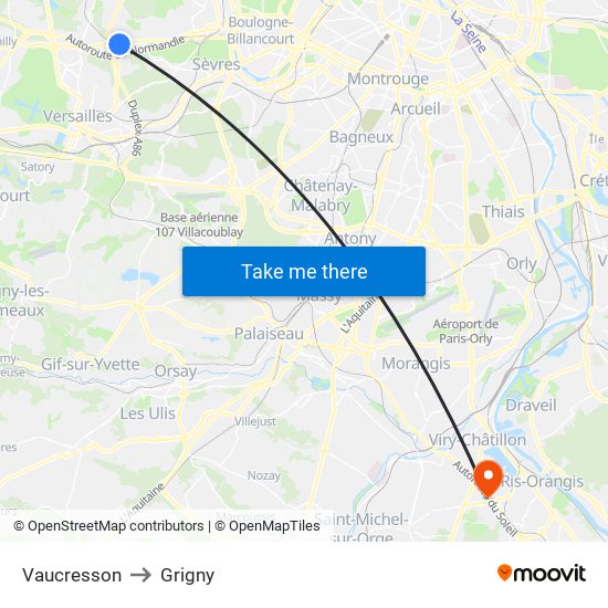 Vaucresson to Grigny map
