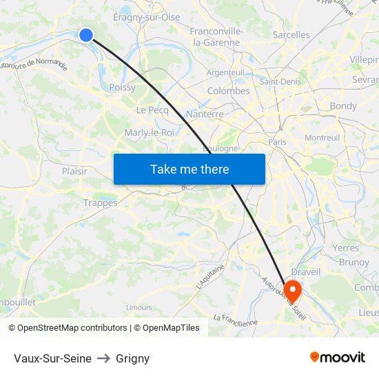 Vaux-Sur-Seine to Grigny map