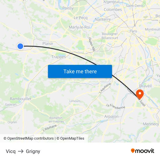 Vicq to Grigny map