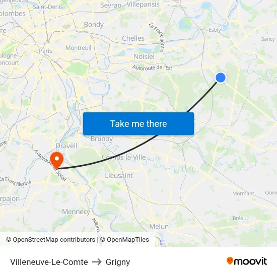 Villeneuve-Le-Comte to Grigny map