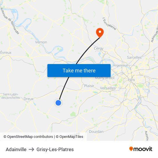 Adainville to Grisy-Les-Platres map