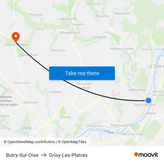 Butry-Sur-Oise to Grisy-Les-Platres map