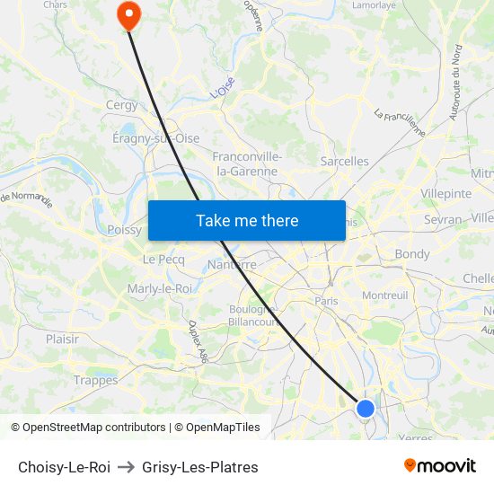 Choisy-Le-Roi to Grisy-Les-Platres map