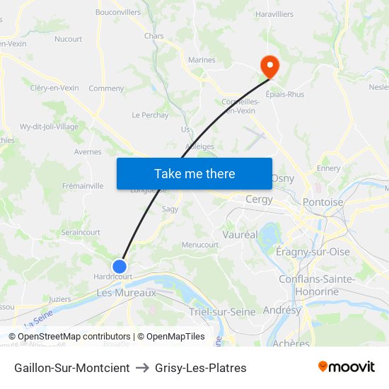 Gaillon-Sur-Montcient to Grisy-Les-Platres map