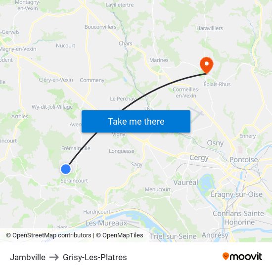 Jambville to Grisy-Les-Platres map