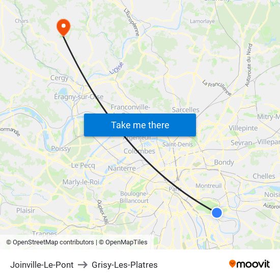 Joinville-Le-Pont to Grisy-Les-Platres map