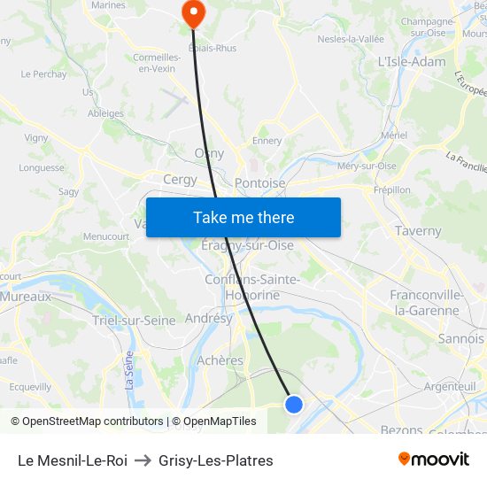 Le Mesnil-Le-Roi to Grisy-Les-Platres map