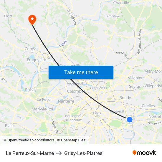 Le Perreux-Sur-Marne to Grisy-Les-Platres map