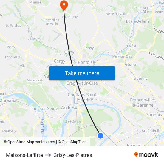 Maisons-Laffitte to Grisy-Les-Platres map