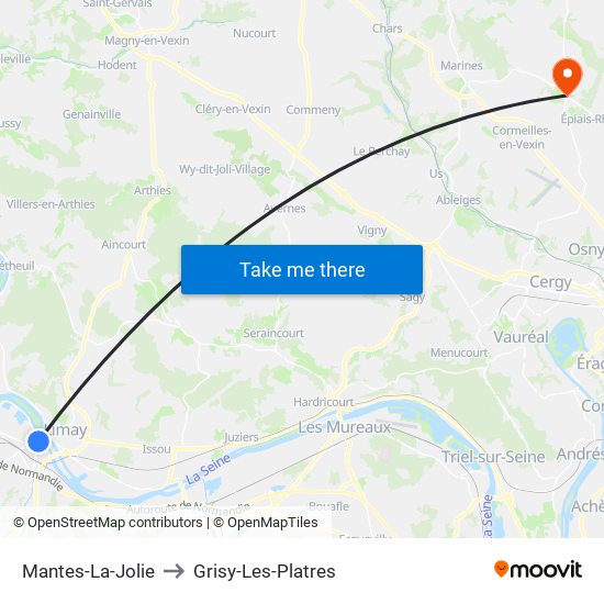 Mantes-La-Jolie to Grisy-Les-Platres map