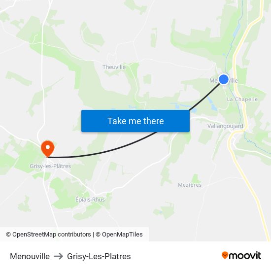 Menouville to Grisy-Les-Platres map